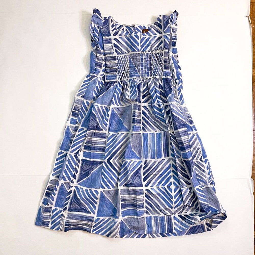 Girls Blue Geometric Print Sundress
